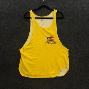 Vintage 80s Unionbay Lifeguard Tank Top Yellow Baywatch Muscle Tee Mens XL Rare
